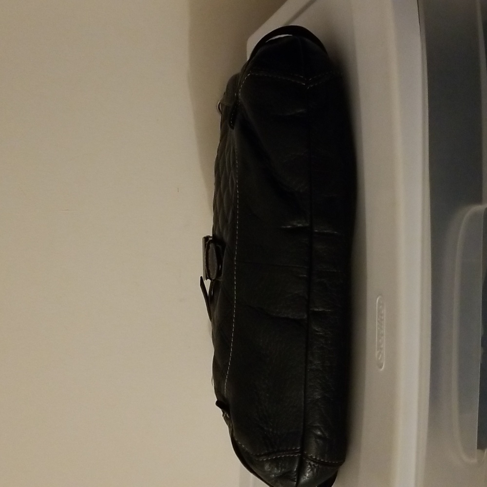 The Sak Vintage Black Quilted Leather Shoulder Bag with Color Buckle Hobo style - Picture 9 of 11